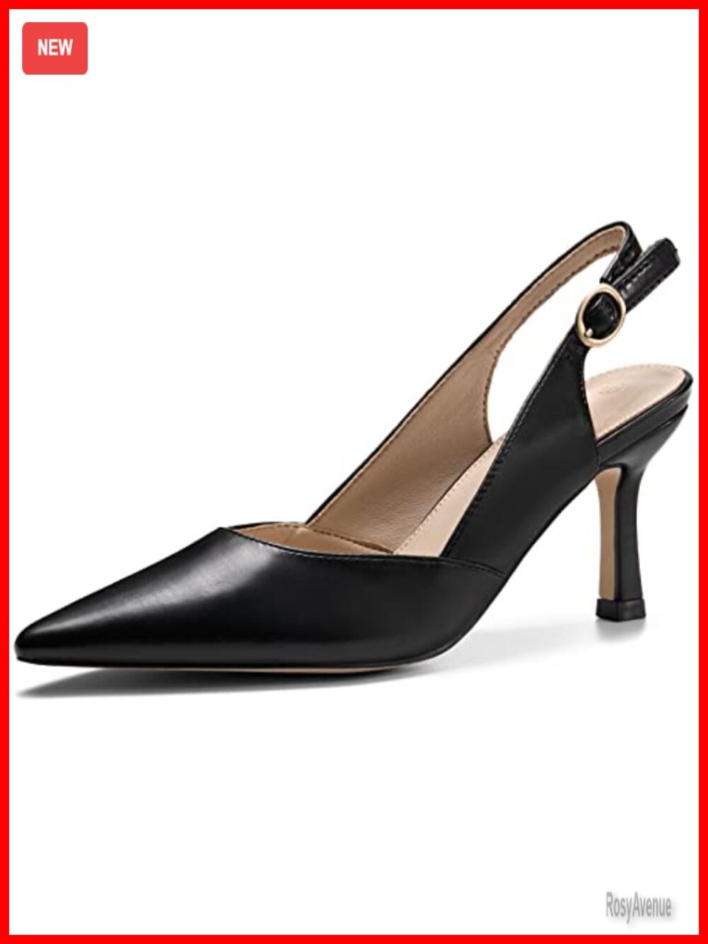 Faux Leather Slingback Kitten Heels Closed Pointed Toe Wedding Party Pumps
